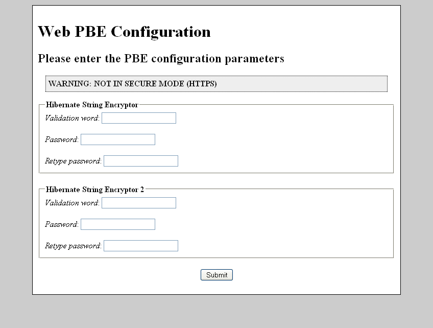 Web PBE configuration form